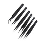 Set of 6 anti-static tweezers for electronic devices such as phones and other